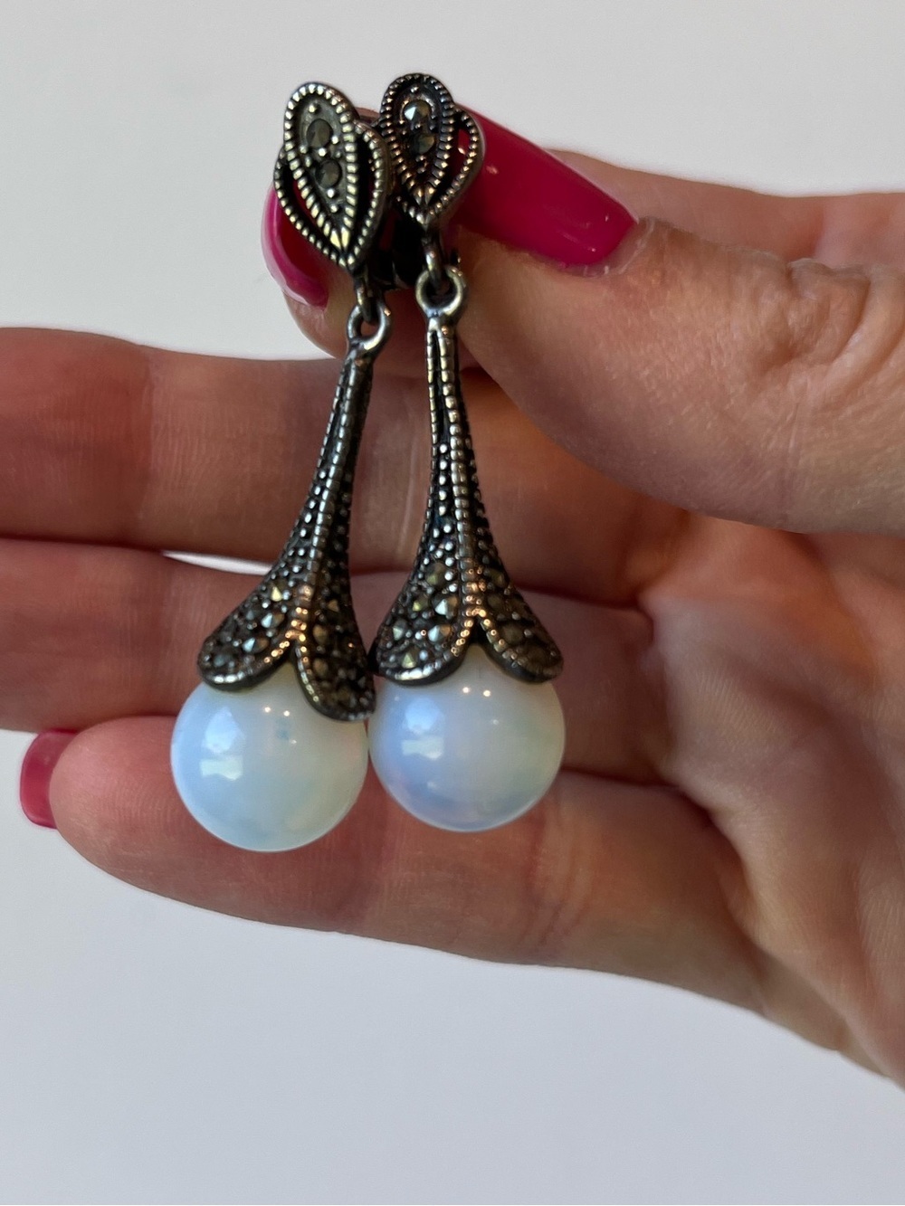 Silver 925 Moonstone? Dangle Earrings Fairycore Boho